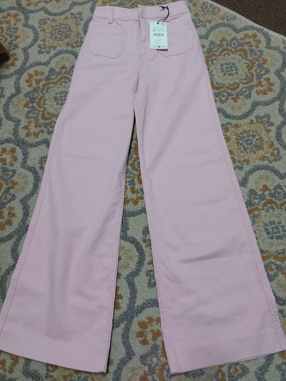 Zara light pink wide leg jeans